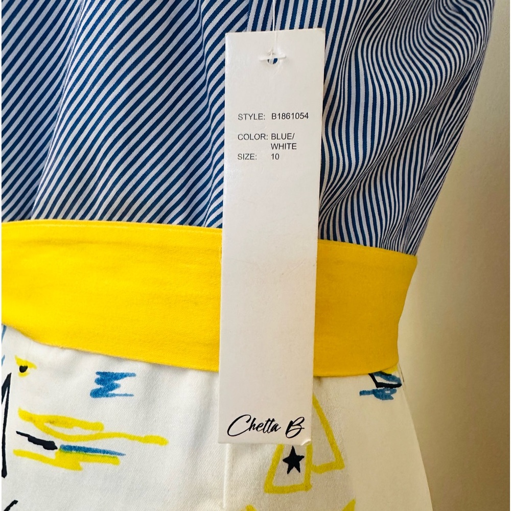 Chetta B Nautical Blue and Yellow Midi Dress - Picture 2 of 8
